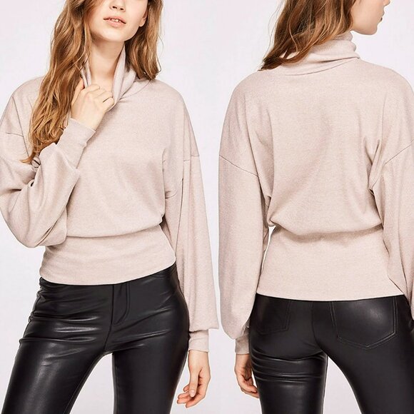 Free People Glam Sparkle Cowl Neck Pullover Sweater Pearl Dust Glitter Champagne - Picture 4 of 15